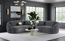                                                              							2PC BROOKSIDE DARK GREY VELVET SOFA...
                                                            						 